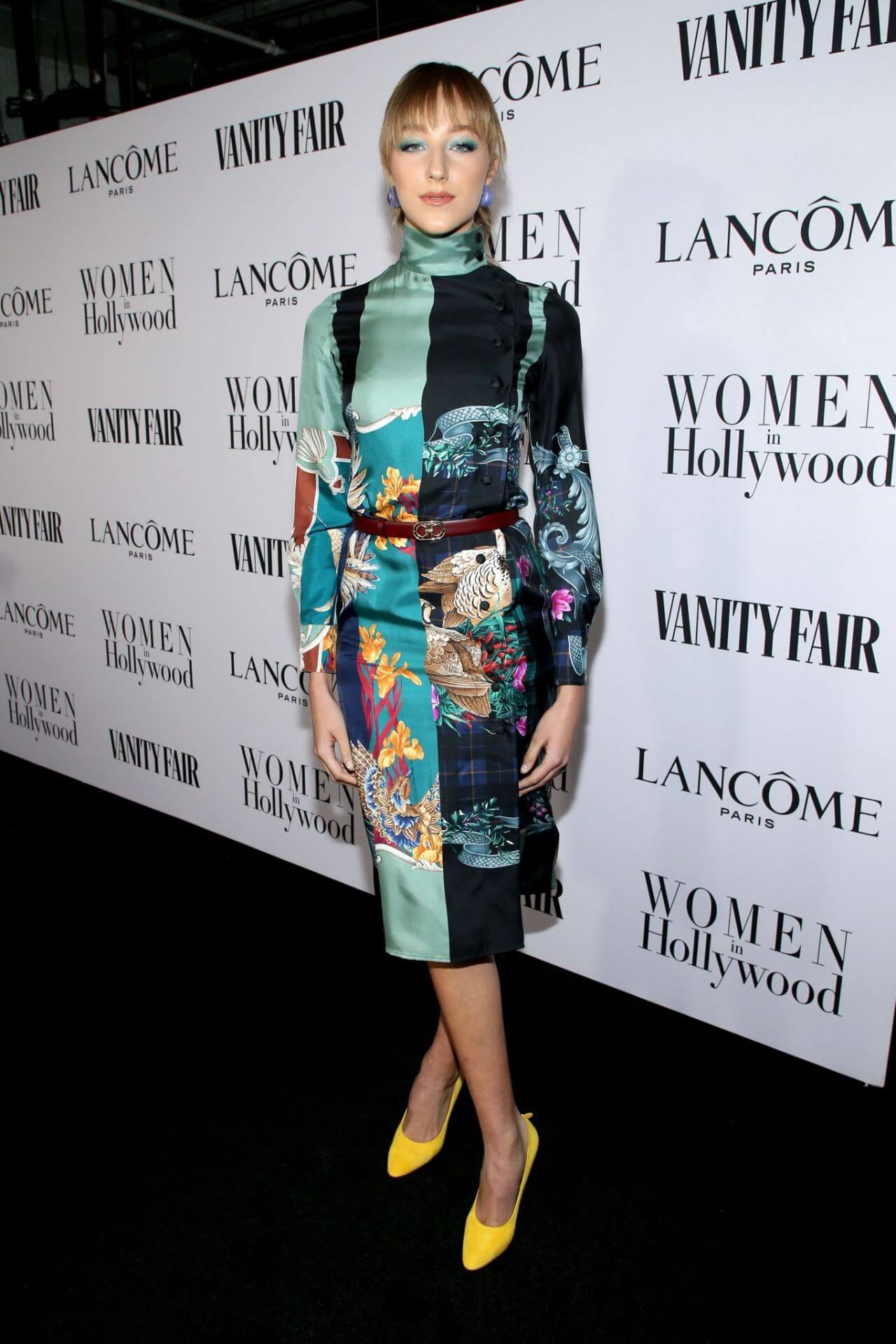 Ava Michelle In  Printed Full Sleeves High Neck Long Dress At Vanity Fair and Lancome Women in Hollywood Celebration
