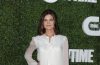 Betsy Brandt  In White Sheering Fabric Full Sleeves Buttoned Short Dress At CBS, CW, Showtime Summer TCA Party in West Hollywood