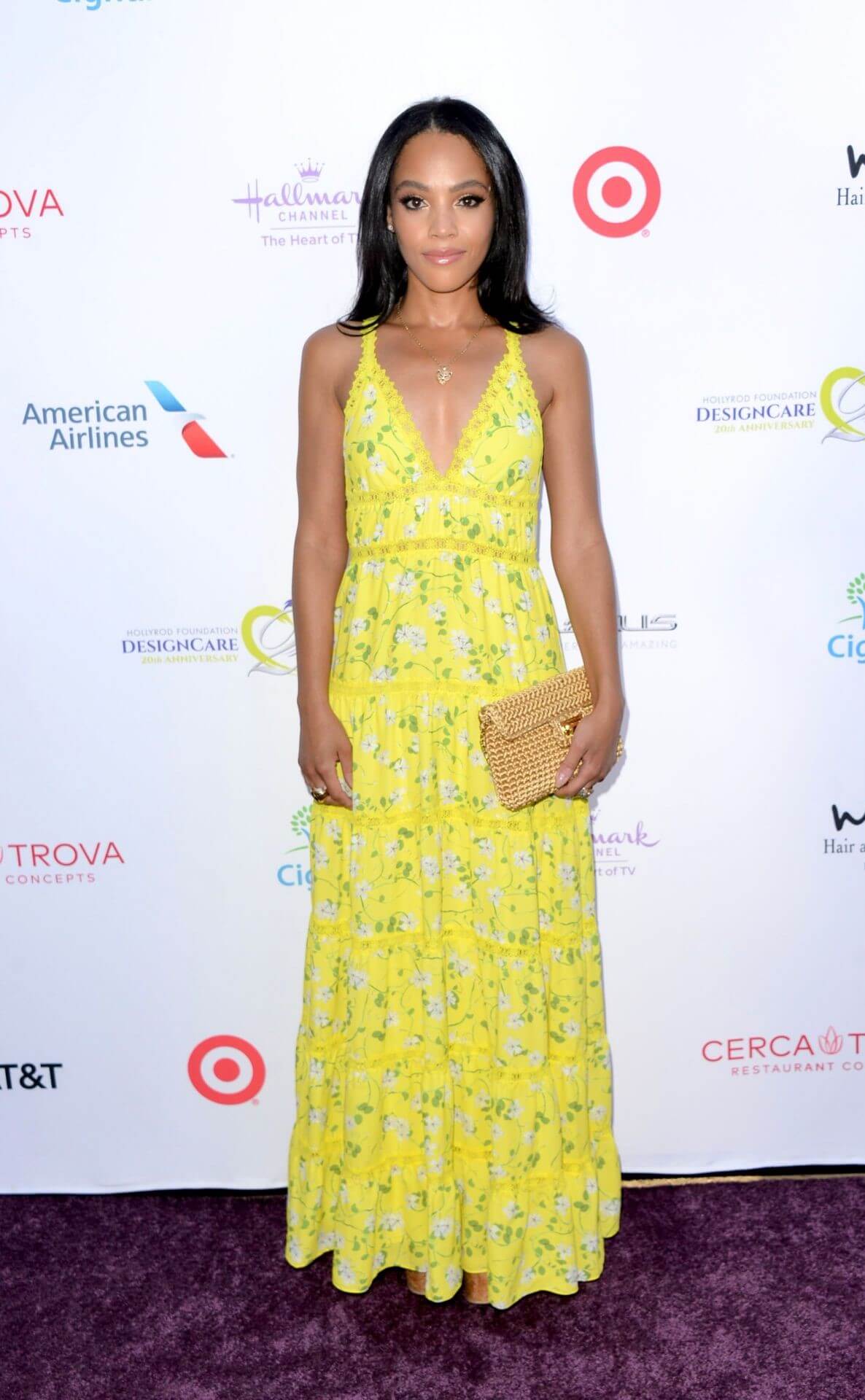Bianca Lawson  In Yellow Floral Printed V Neck Long Maxi Dress At HollyRod 20th Annual DesignCare Event in Malibu