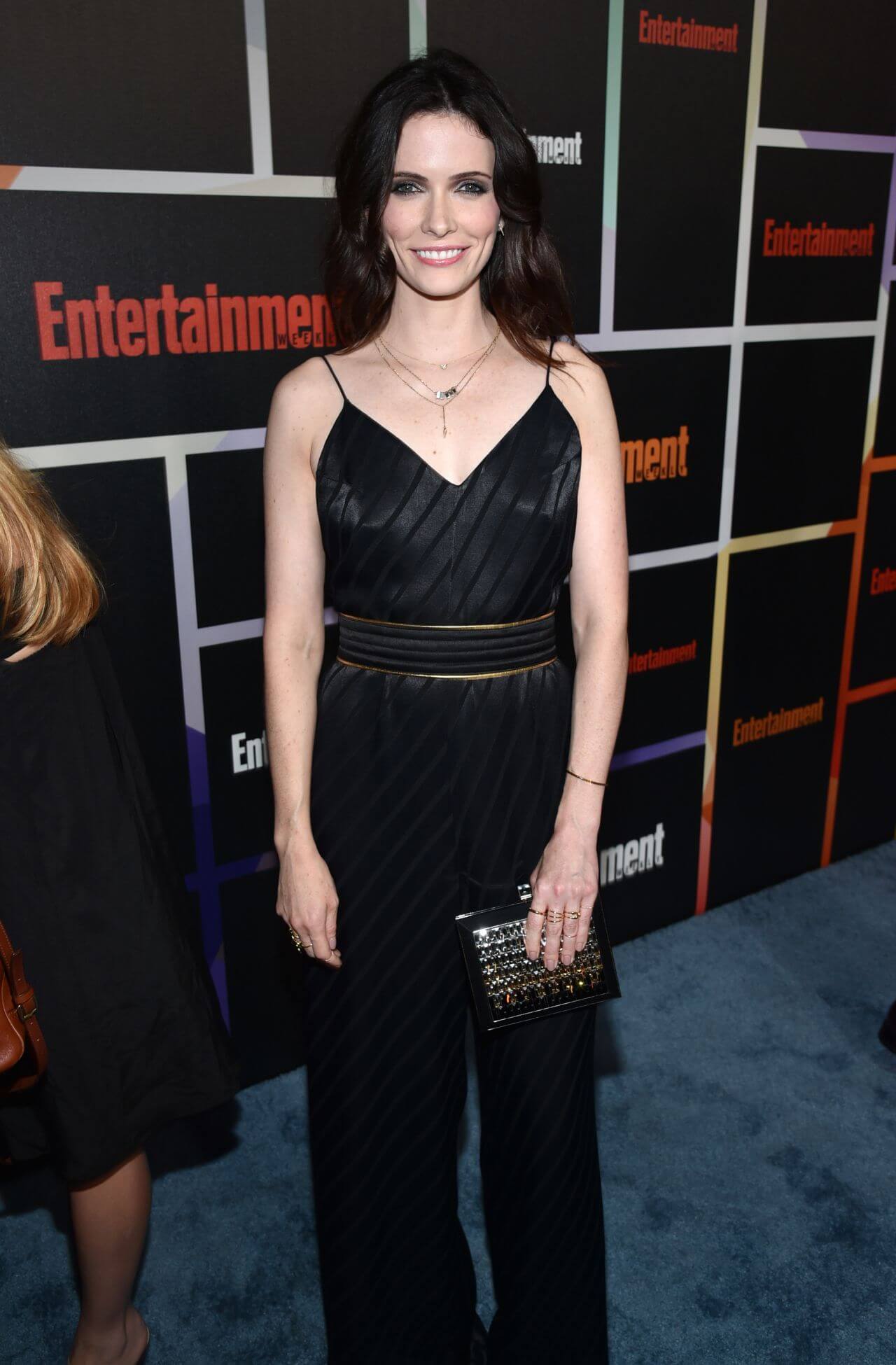 Bitsie Tulloch In Black Strap Sleeves Jumpsuit At Entertainment Weekly’s SDCC Celebration