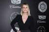 Bonnie Somerville  In Black Full Sleeves Pleated Long Gown Outfit