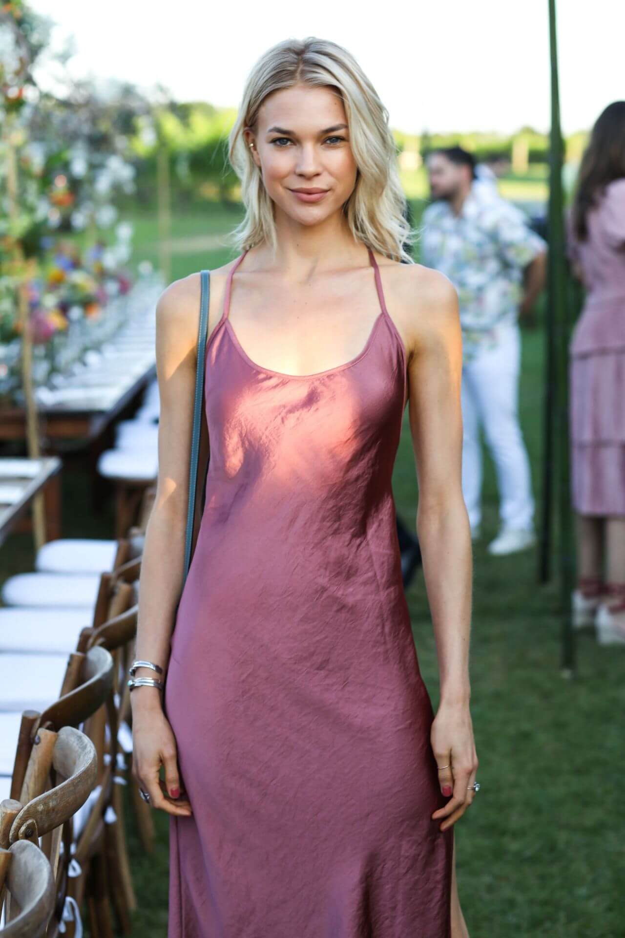 Britt Maren  In Dusky Pink Strap Sleeves Long Dress At Saks + Vogue Summer Celebration