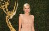 Brooke Burns In Dusky Pink Net Fabric  Shimmery Long Flare Gown At Daytime Emmy Awards in Los Angeles
