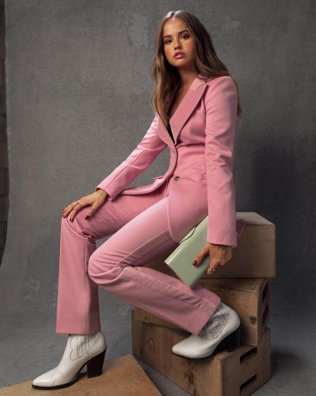 Pretty In Pink - Debby Ryan Looked Surreal In Her Pastel Pink Pantsuit Moment