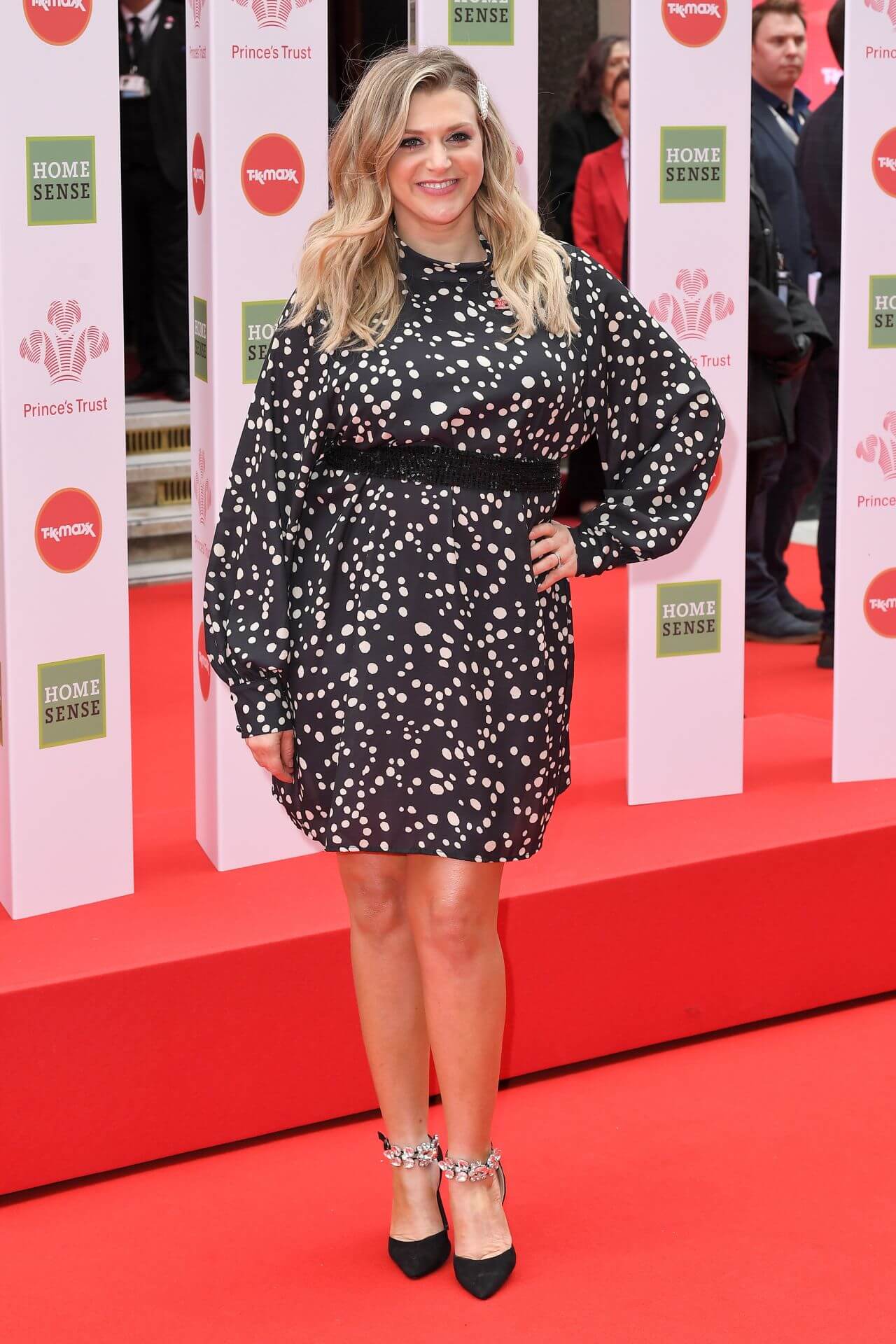 Anna Williamson In Black Polka Dot Baggy Sleeves Short Dress At The Prince’s Trust Awards
