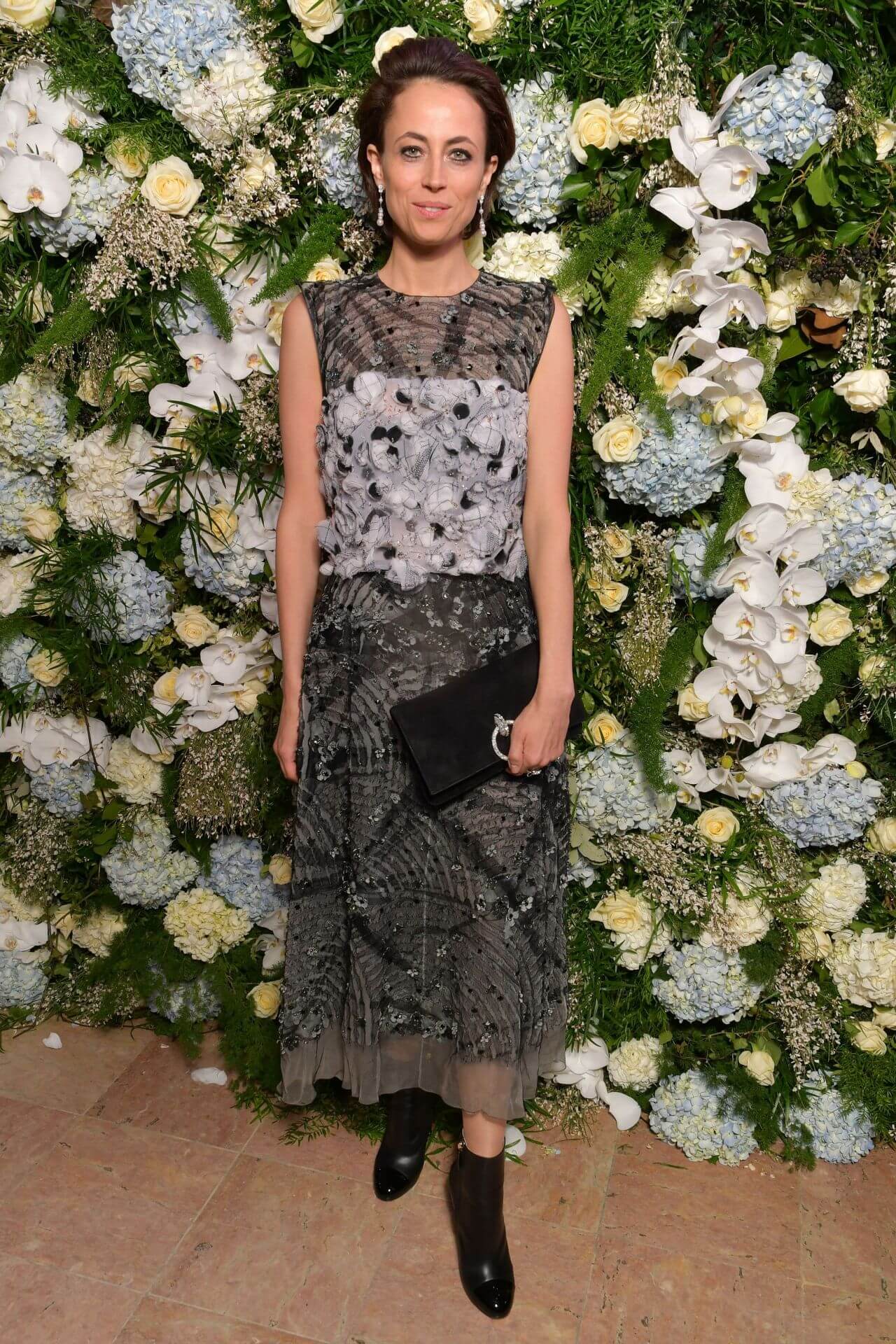 Anne Berest In Sheering Fabric With Floral Design  Sleeveless Long Gown At Sidaction Gala Dinner in Paris
