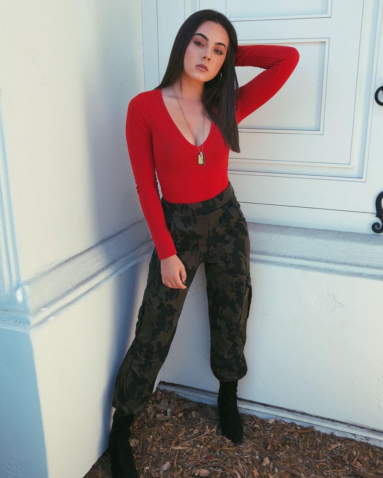 Ava Allan In Red Full Sleeves Top With Cargo Pants Outfits