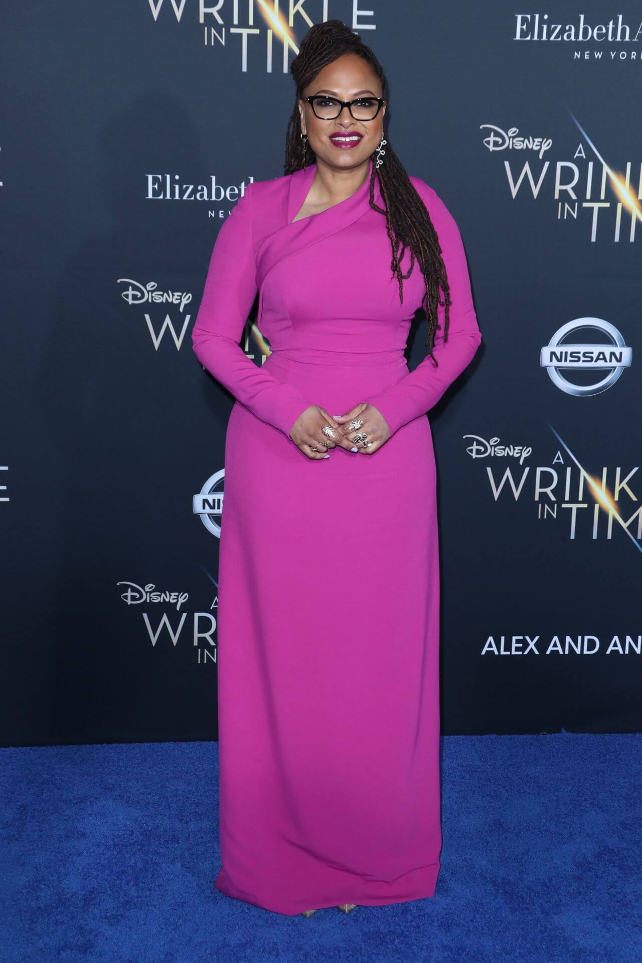 Ava DuVernay  In Pink Full sleeves Long Dress At“A Wrinkle in Time” Premiere in Los Angeles