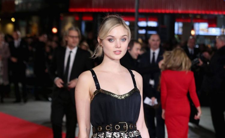 Bella Heathcote  In Black Pleated Strap Sleeves Long Slit Cut Gown At ‘Pride And Prejudice And Zombies’ Premiere in London