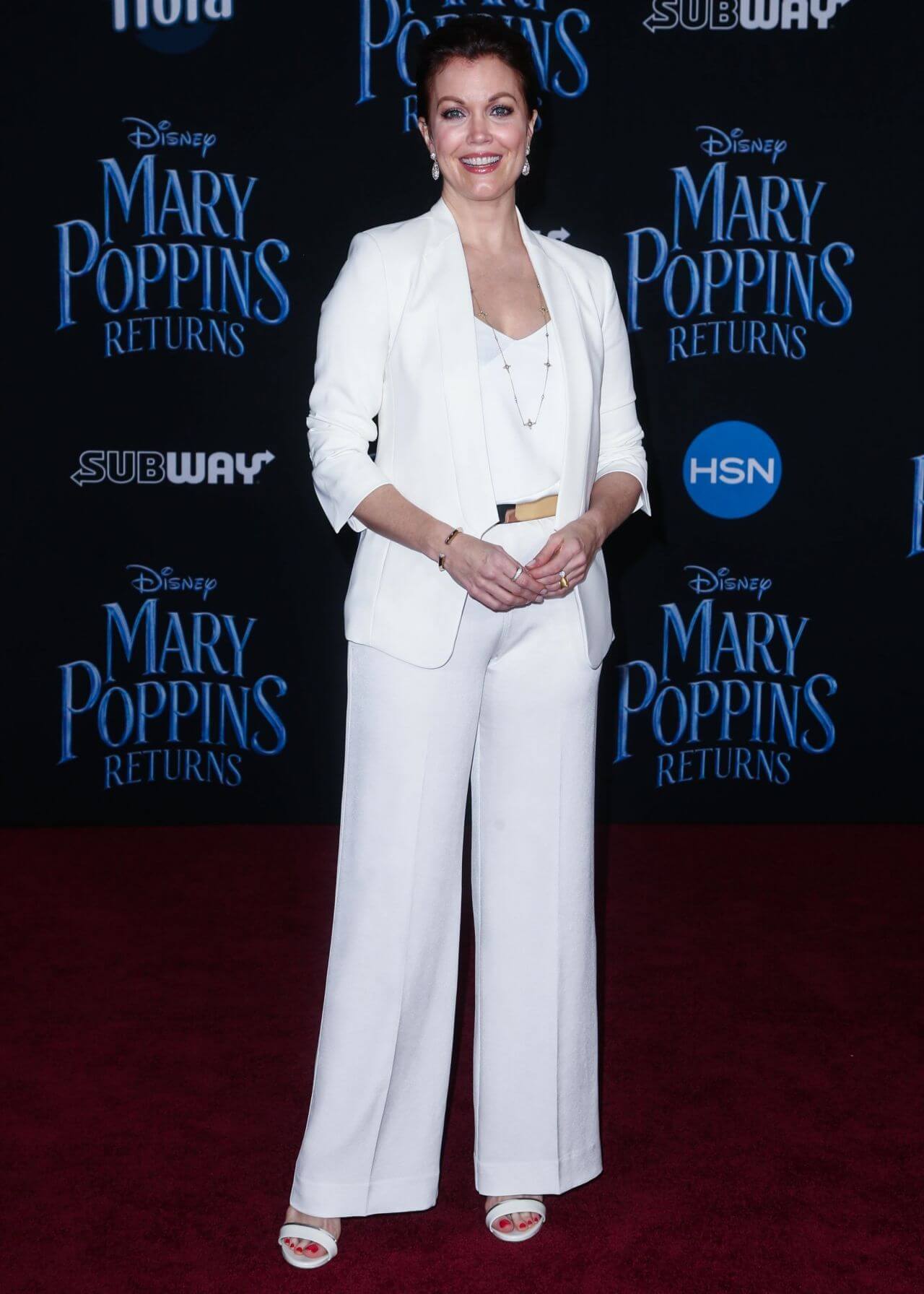 Bellamy Young  In White Co-Ord Set At “Mary Poppins Returns” Premiere in LA