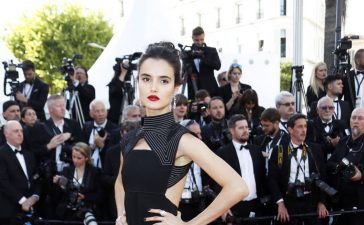 Blanca Padilla  In Black High Neck Cut Out Long Gown Dress At “Rocketman” Red Carpet at Cannes Film Festival