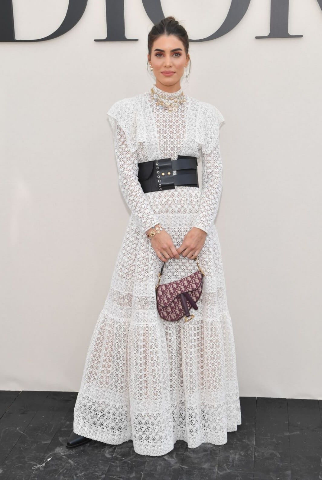 Camila Coelho Dazzling Looks In White Lace Design Full Sleeves Long Dress