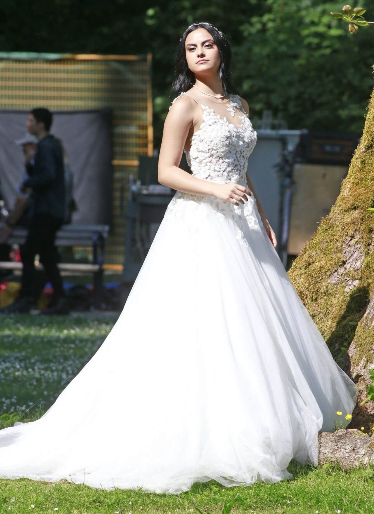 Camila Mendes  In White Wedding Gown At “Riverdale” Set at Barnet Marine Park in Vancouver