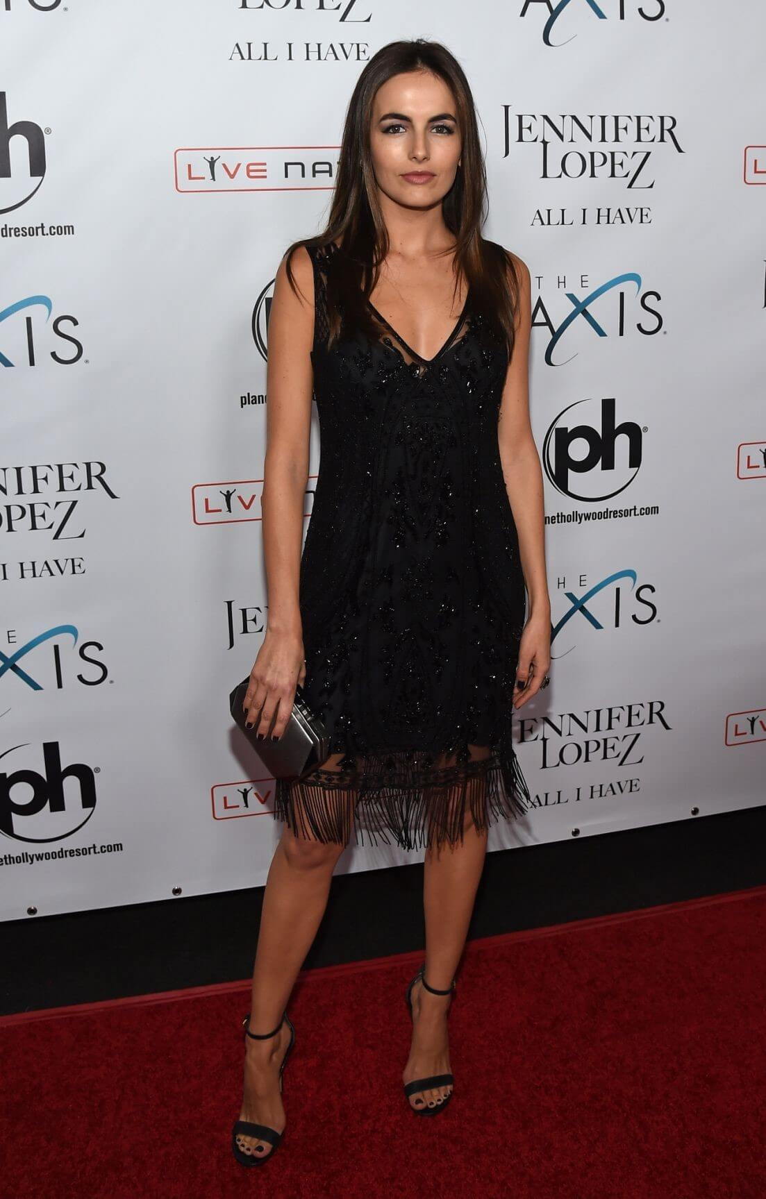 Camilla Belle In Black Shimmery V Neck With Fringing Style Short Dress