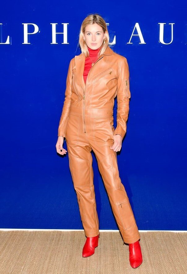 Camille Charriere  In Orange Leather Outfits At Ralph Lauren Show FW18 At NYFW