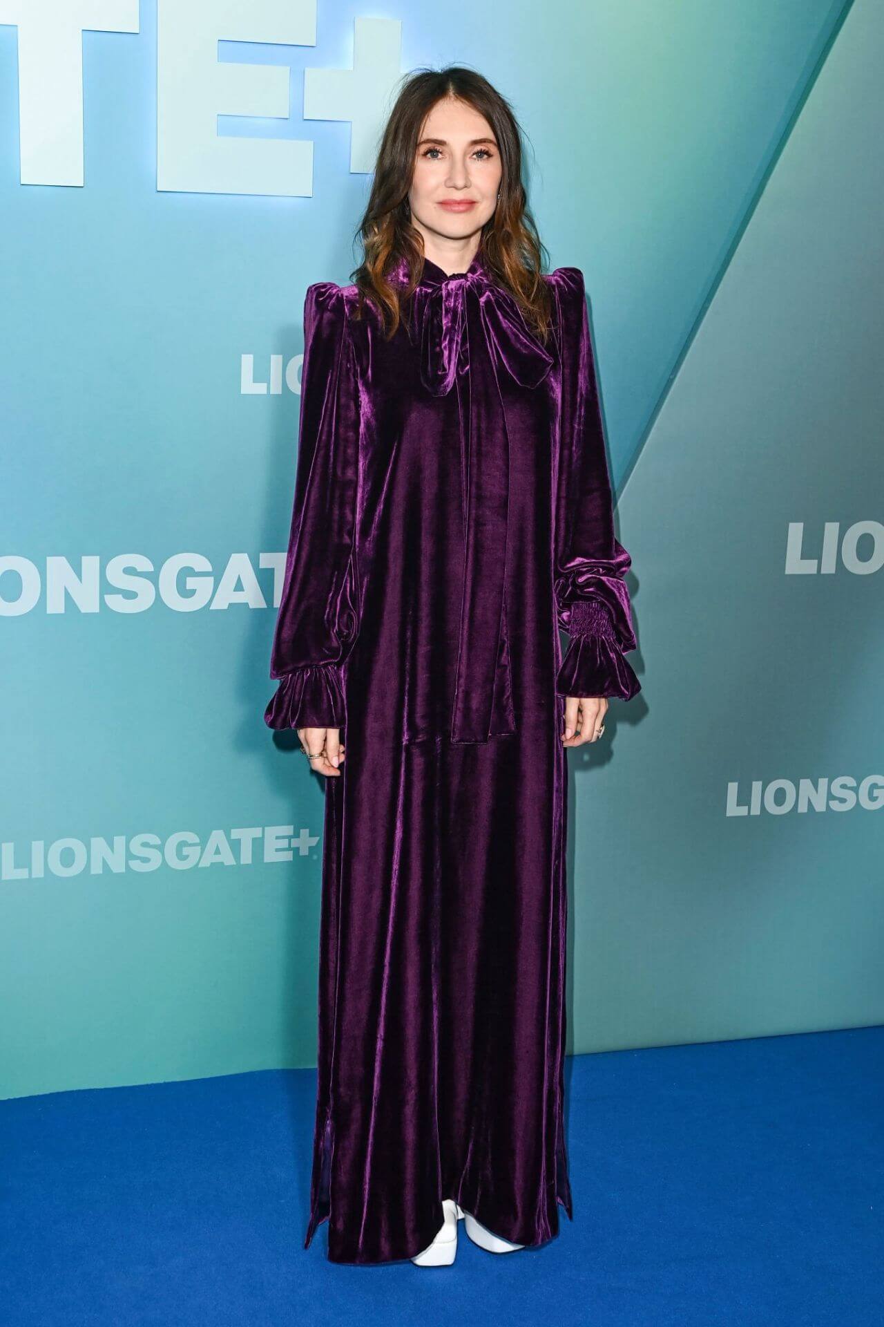 Carice van Houten  In Purple Full Sleeves Long Dress At LIONSGATE+ Launch in London