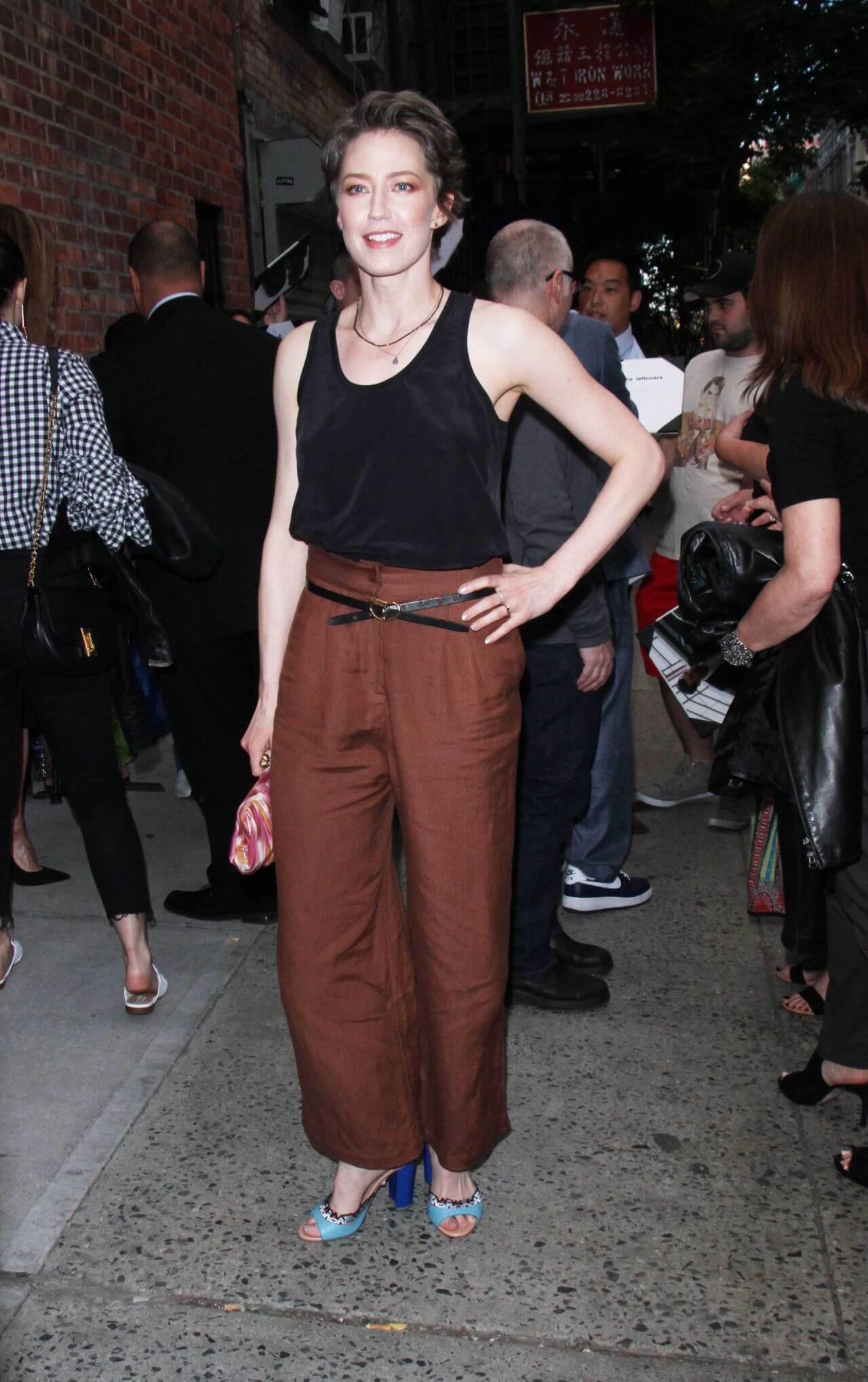 Carrie Coon  In Black Crop Top With Copper Pants At “The Leftovers” Screening and Panel in NYC