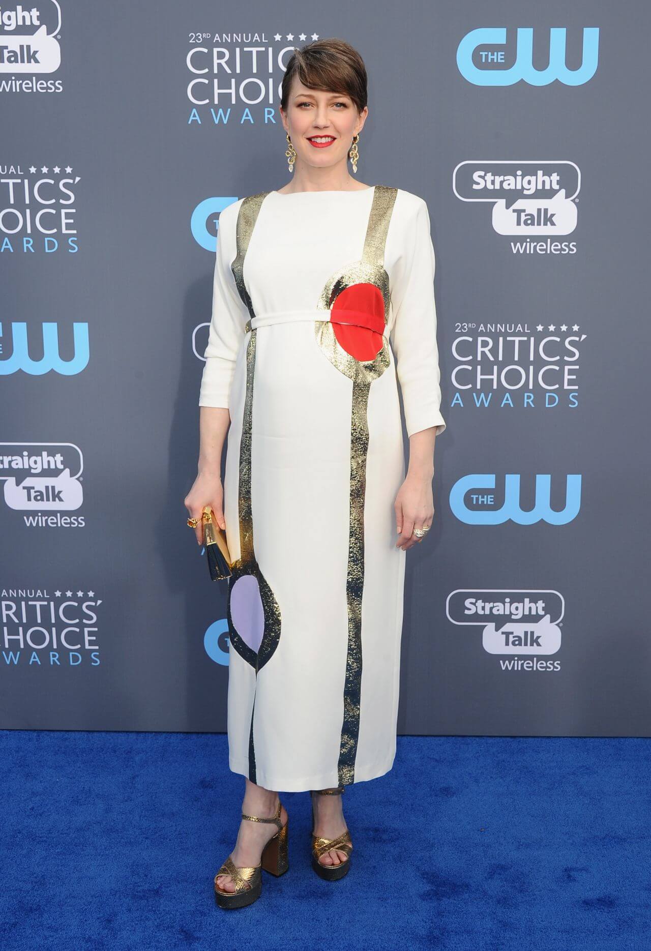 Carrie Coon  In White Long Dress At Critics’ Choice Awards
