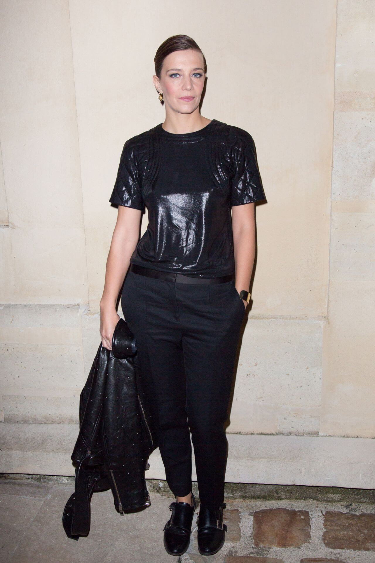 Céline Sallette In Black Leather Top With Pants At  Chanel “Code Coco” Watch Launch Party in Paris