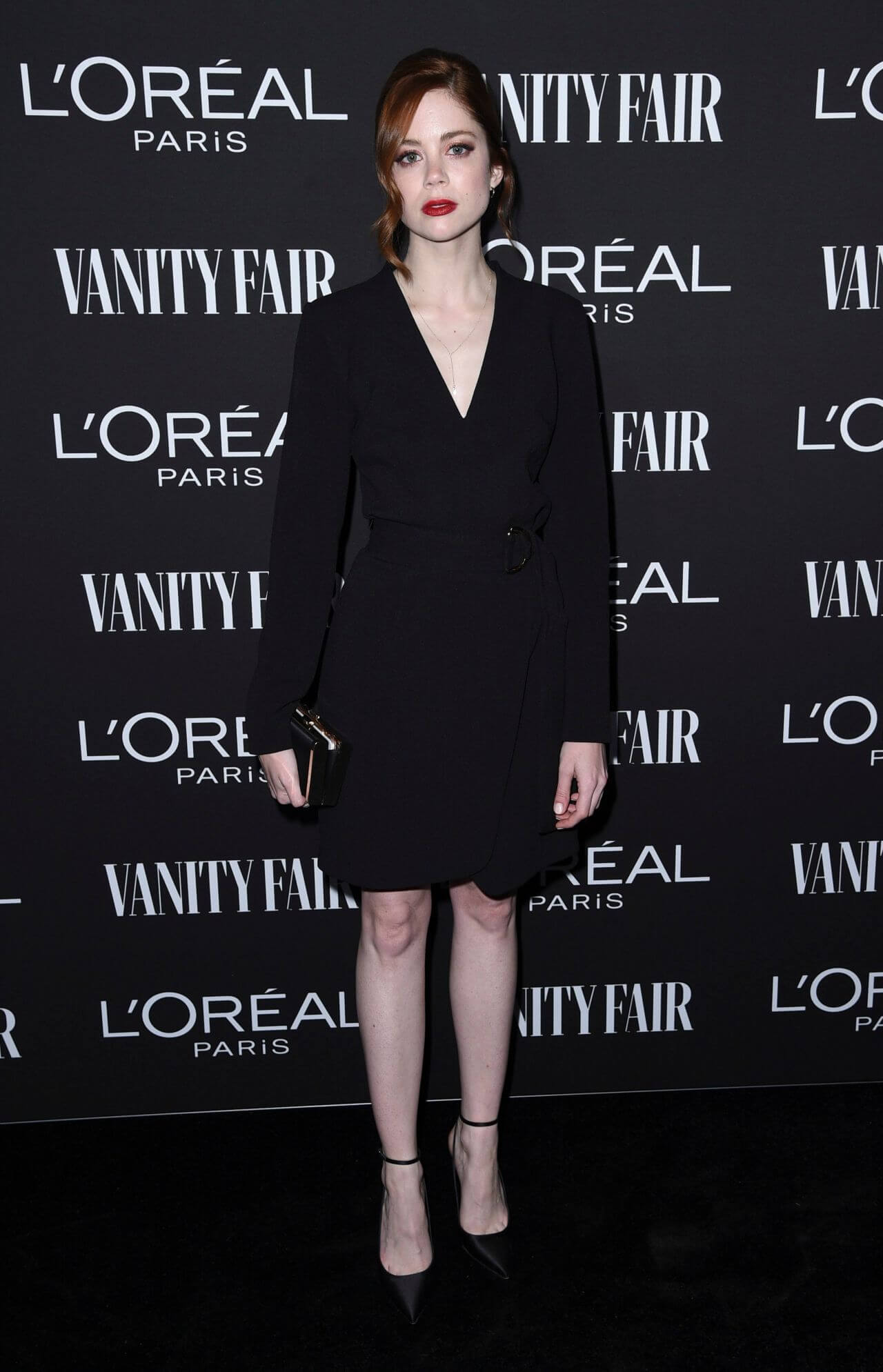 Charlotte Hope  In Black Full Sleeves Long Blazer Outfit At Vanity Fair & LOréal Paris Celebrate New Hollywood
