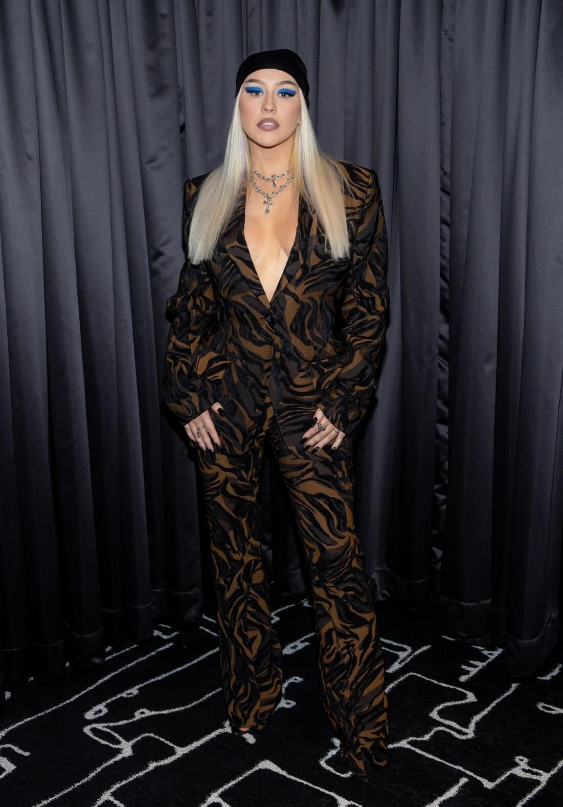 Christina Aguilera In Printed Co-Ord Set At Unstoppable Weekend Grand Opening Celebration in Las Vegas