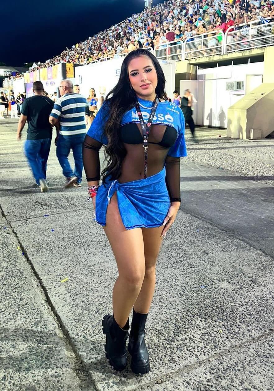 Cinthia Cruz In Blue Denim Co-Ord Set With Black Boots