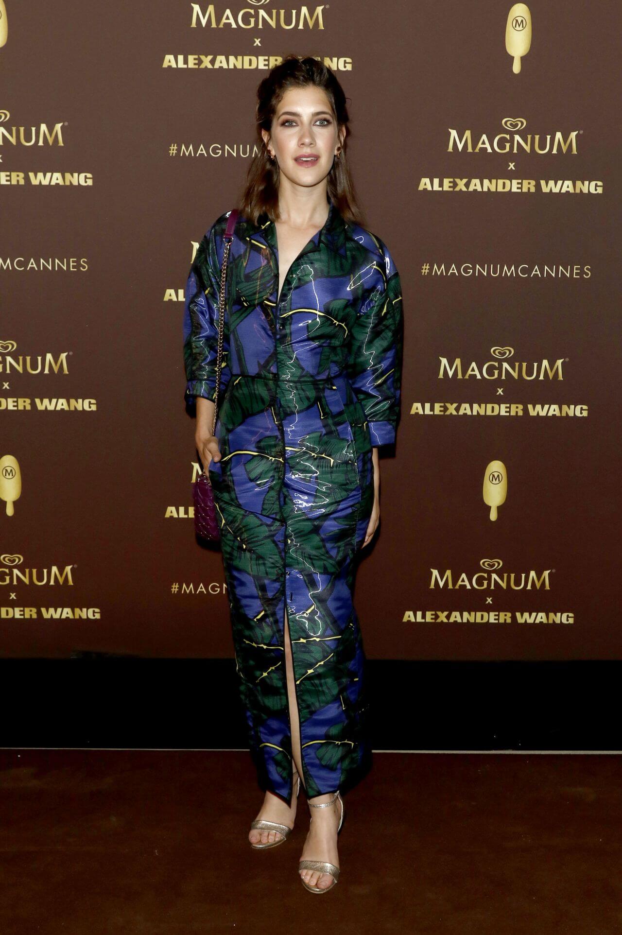 Clara Alonso In Printed Full Sleeves Leather Long Dress At Magnum x Alexander Wang Party in Cannes