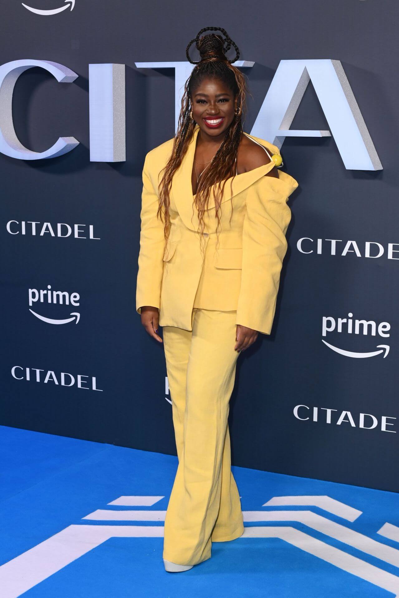 Clara Amfo In Yellow Blazer With Pants At “Citadel” Premiere in London