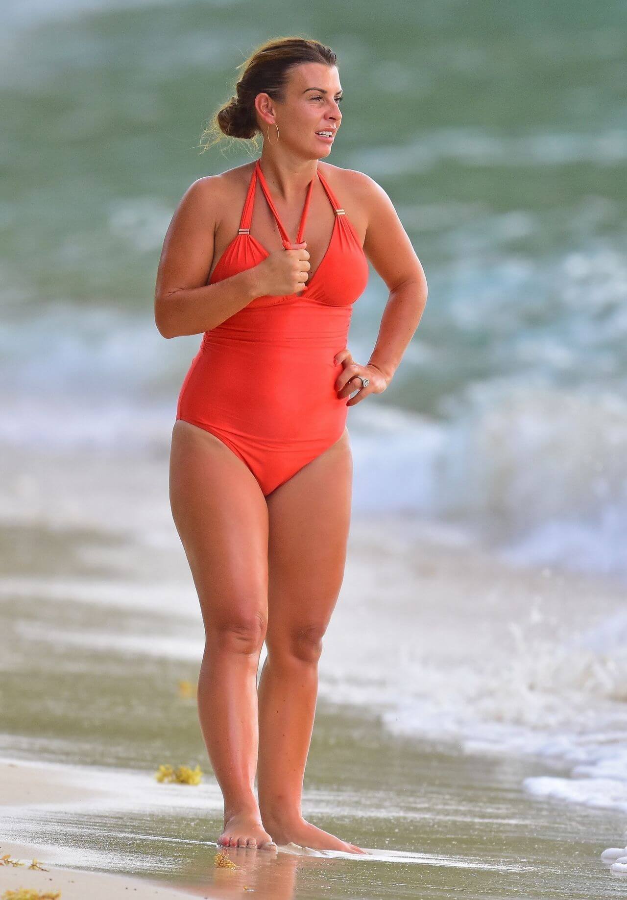 Coleen Rooney In Orange Bikini At Barbados