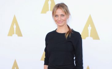 Cameron Diaz  In Black Full Sleeves Bodycon Dress At AMPAS Hollywood Costume Luncheon in Los Angeles