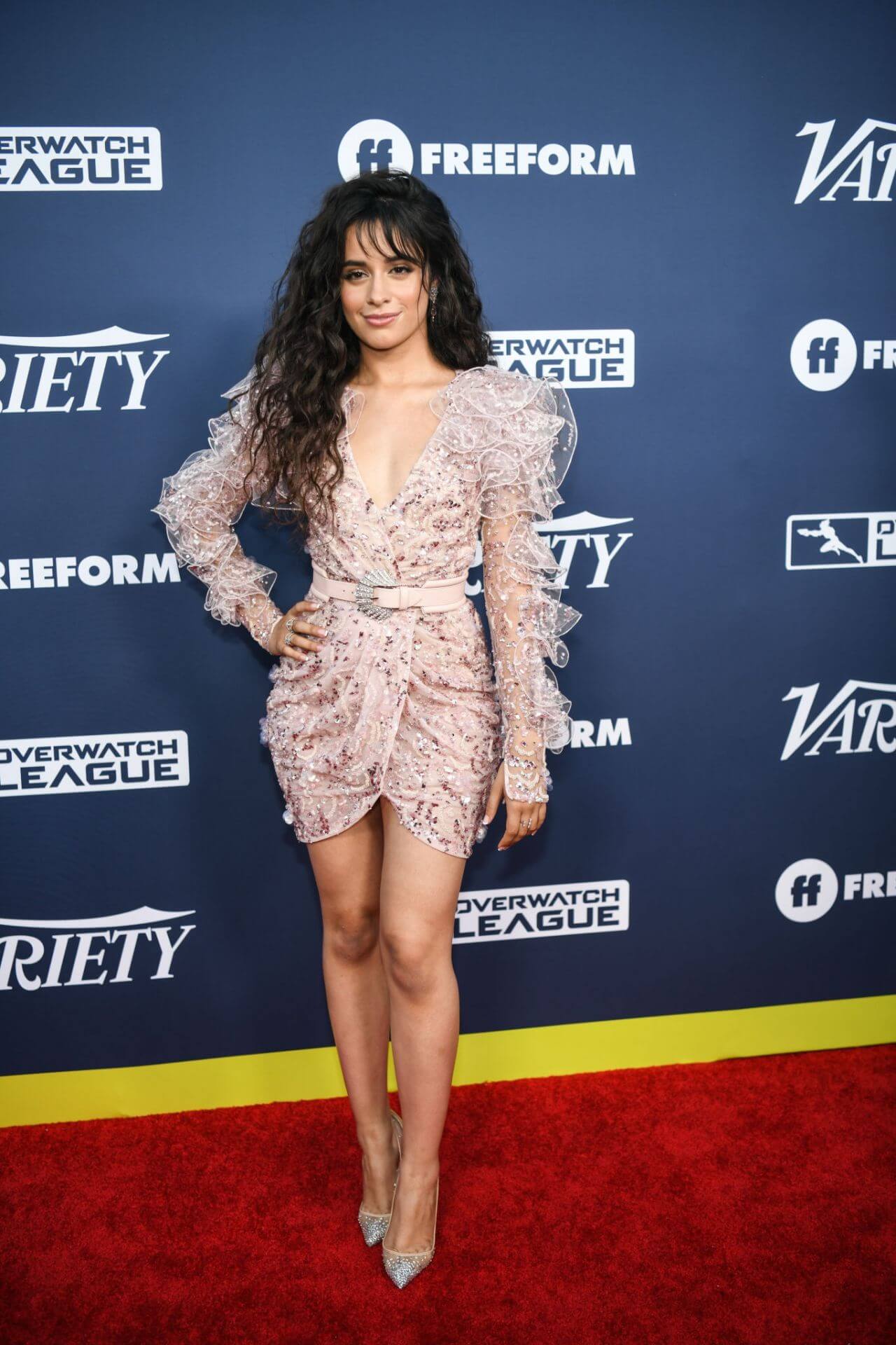 Camila Cabello In Dusky Pink Shimmery Work Pleated Mini Dress At Variety’s Power Of Young Hollywood