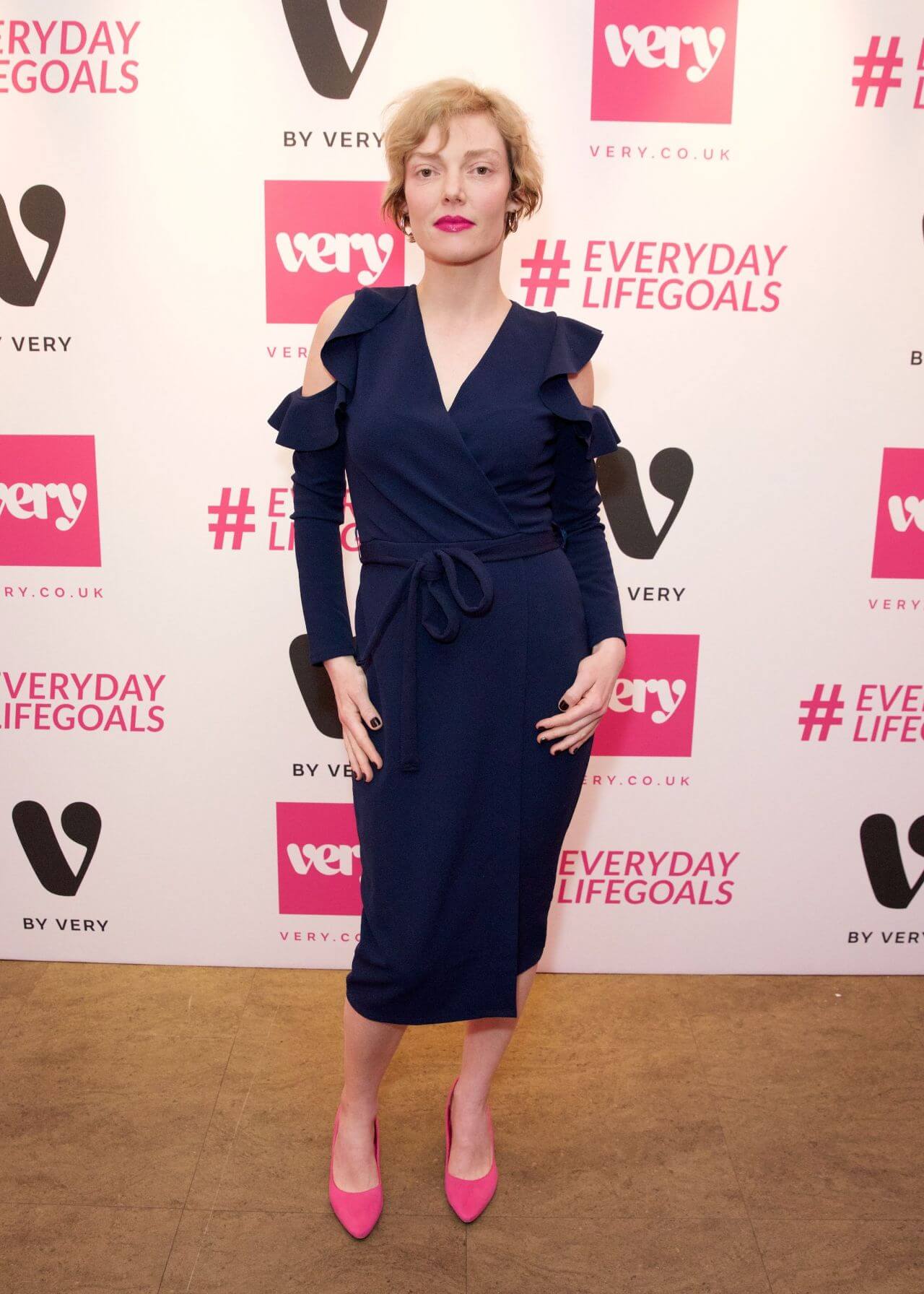 Camilla Rutherford In Blue Cut Out Sleeves Long Dress At Georgia Toffolo Everydaylifegoals Campaign Launch