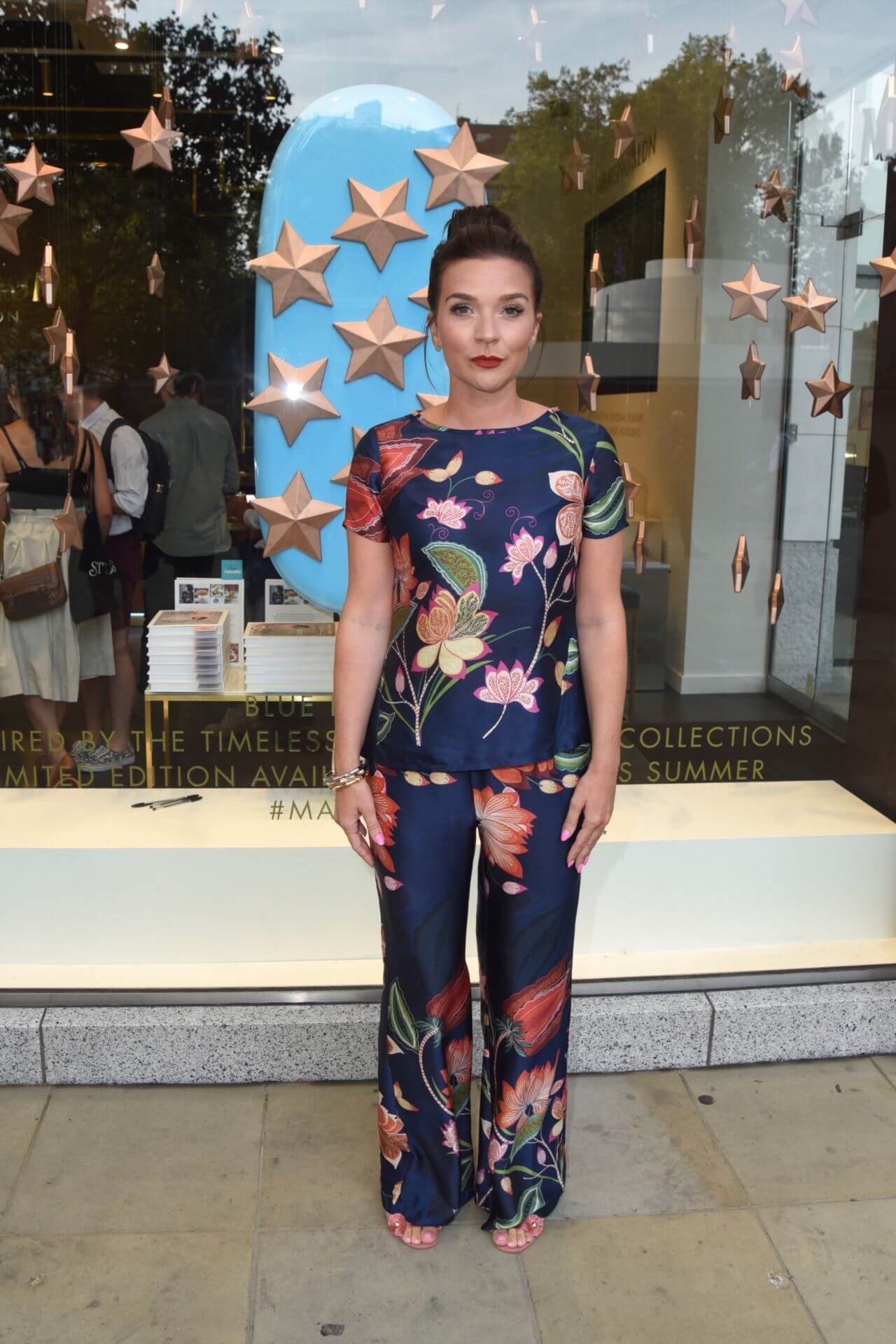 Candice Brown In Blue Floral Print Long Top With Pant At Magnum x Page Turners in London