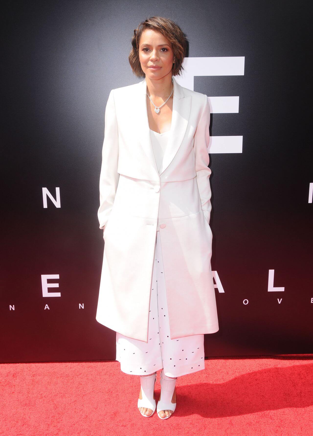Carmen Ejogo  In White Co-Ord Set At Sir Ridley Scott Hand and Footprint Ceremony in Hollywood