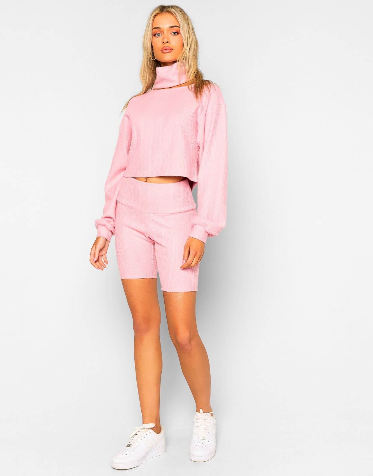 Carolina Marie Good Looks In Pink Co-Ord Set With White Shoes