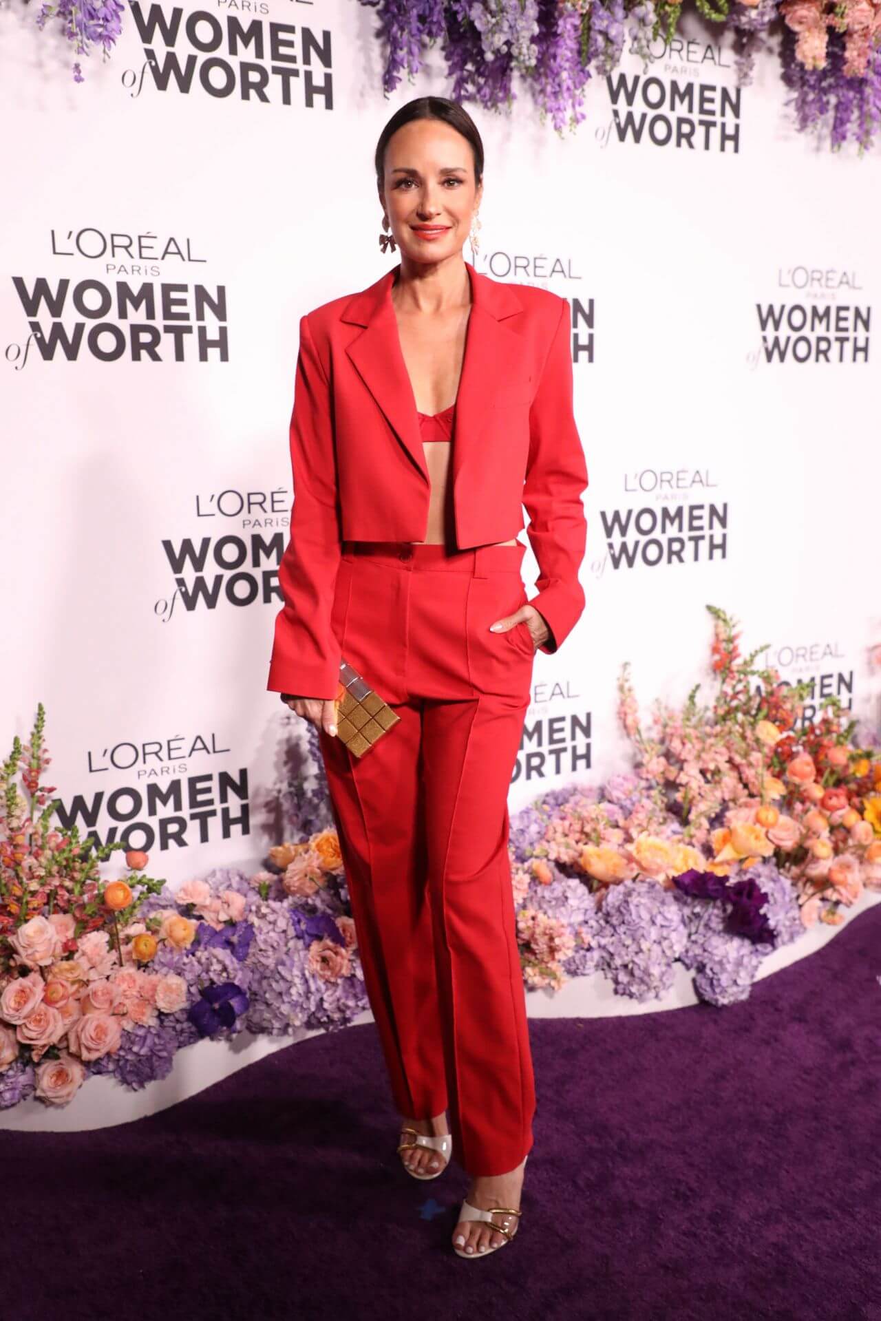 Catt Sadler In Red Short Blazer With Pants At L’Oréal Paris’ Women of Worth Celebration in Los Angeles