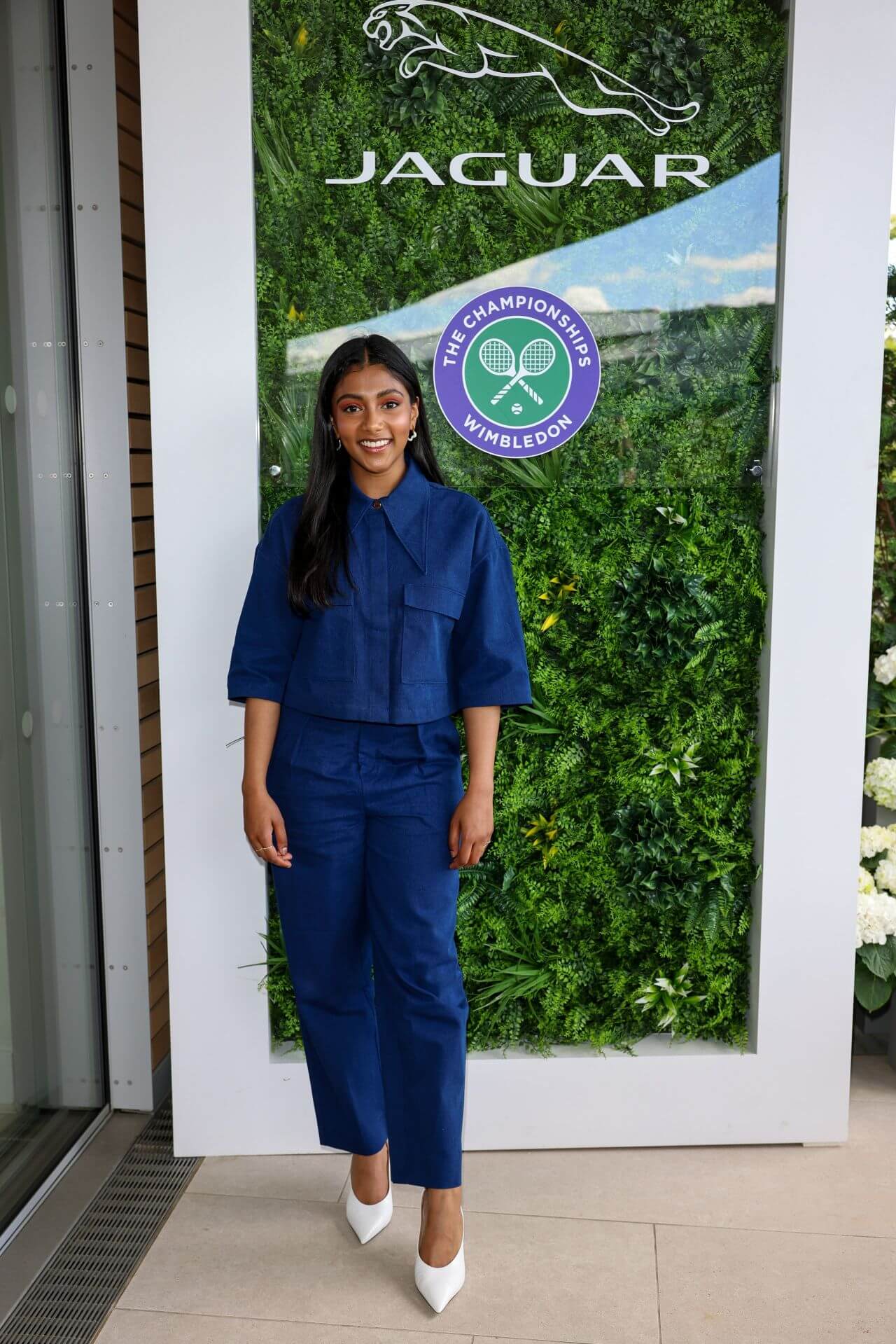 Charithra Chandran In Blue Denim Dress At Jaguar Suite During The Championships  Wimbledon in London