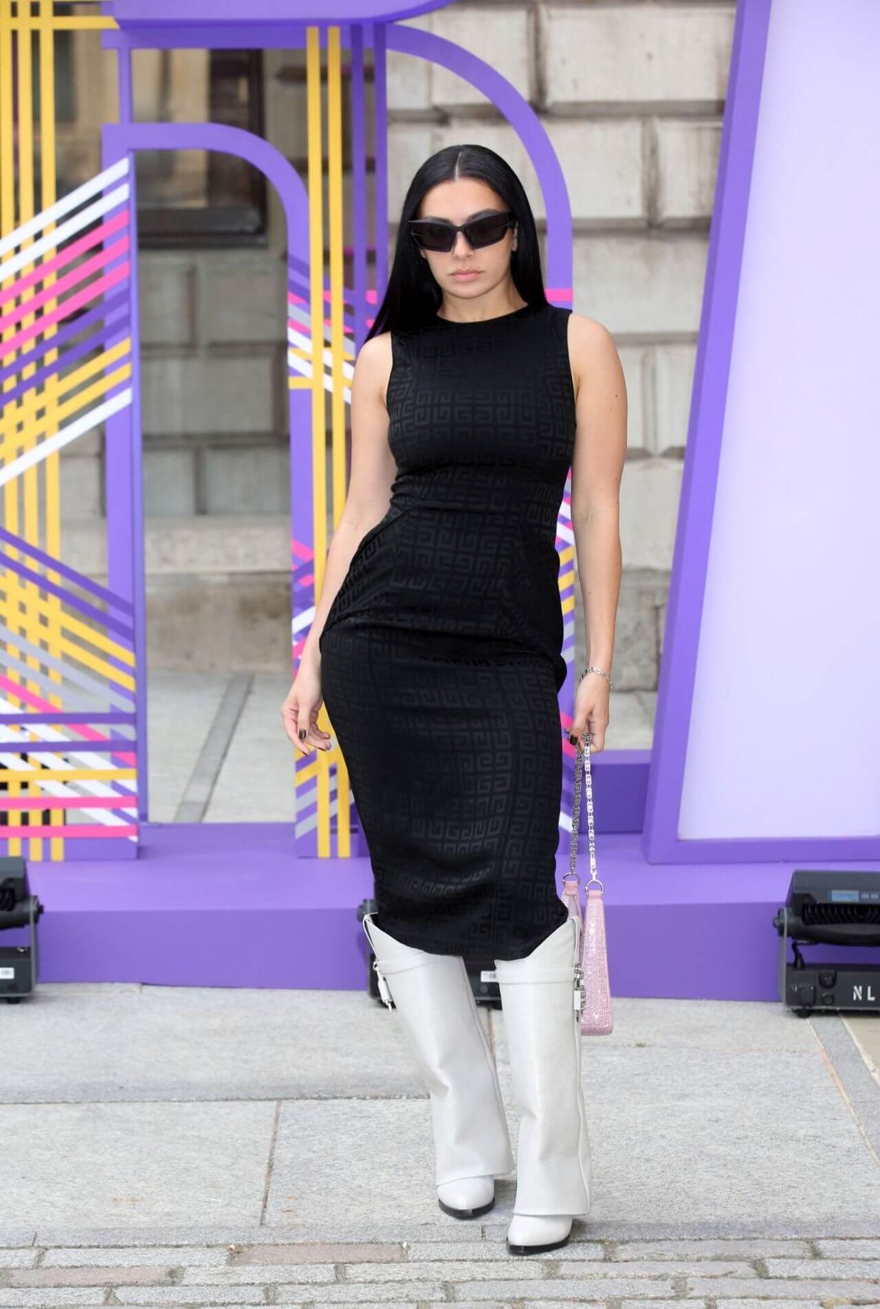 Charli XCX  Fabulous Looks In Black Sleeveless Bodycon Dress With White Boots