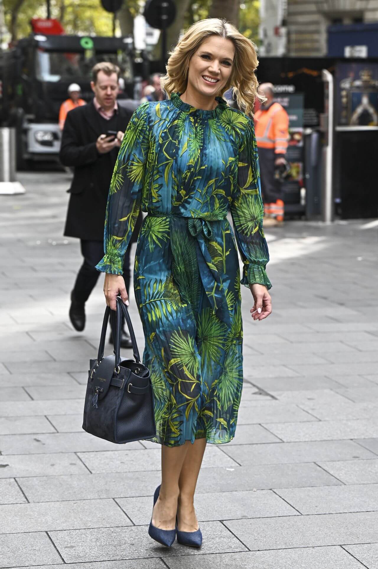 Charlotte Hawkins Flawless Looks In Green Sheering Printed Full Sleeves Long Dress