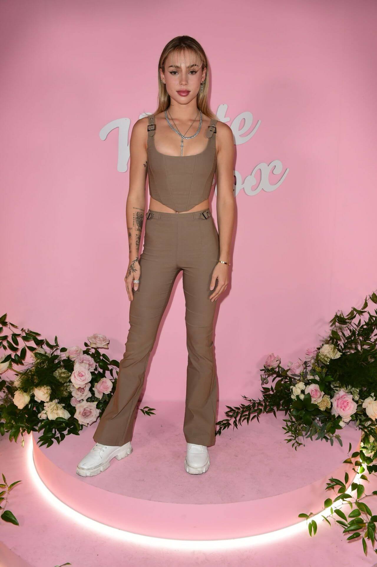 Charly Jordan  In Beige Co-Ord Set At White Fox Party at Delilah in West Hollywood