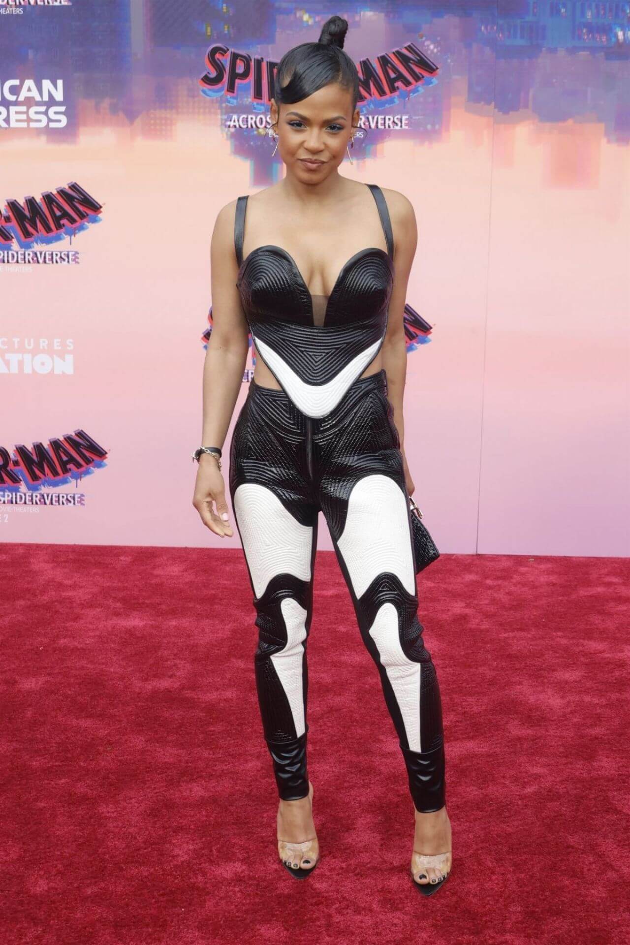Christina Milian  In Black & White Co-Ord Set At “Spider-Man: Across The Spider-Verse” Premiere in Los Angeles