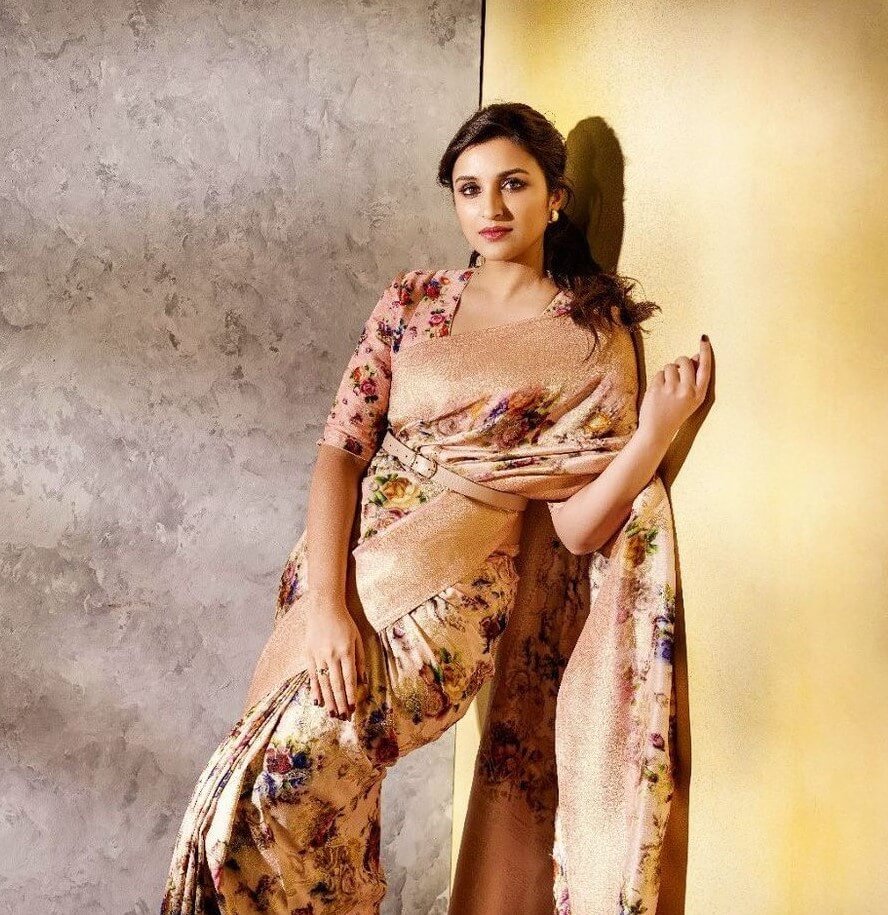 Parineeti Chopra In Pretty In Floral Printed Saree With Waist Belt