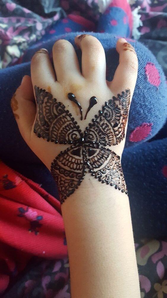 A Big Adorable Butterfly Mehndi Design For Kids