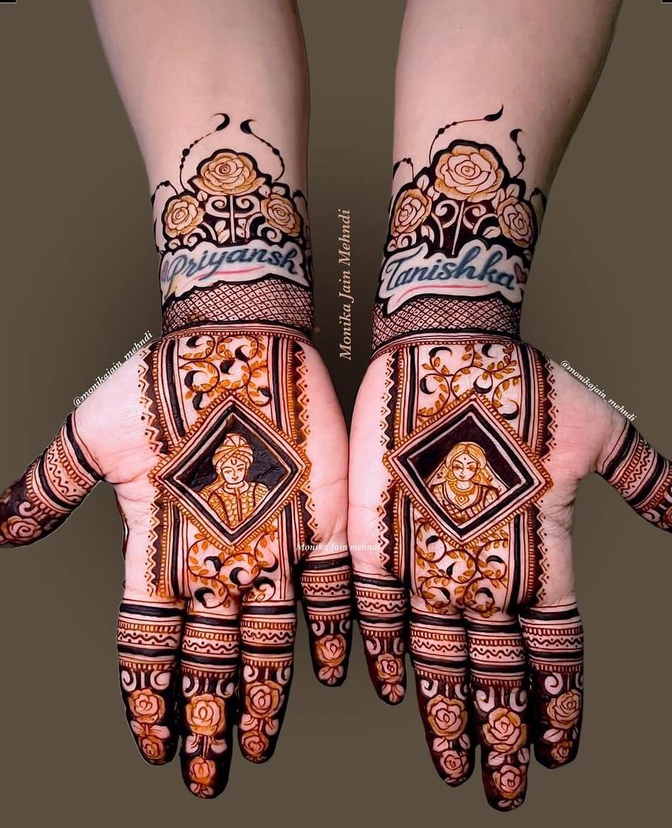 A Bunch Of Roses With Lace Pattern Mehndi Design