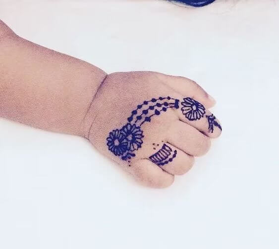 A Cute Jewellery Mehndi Design For Little Girl