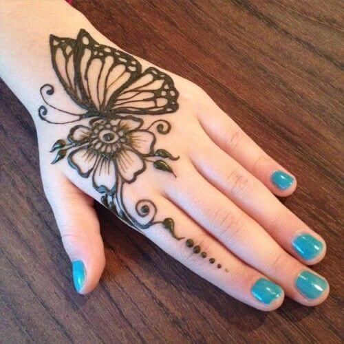 A Floral Pattern Butterfly Mehndi Design For Kids