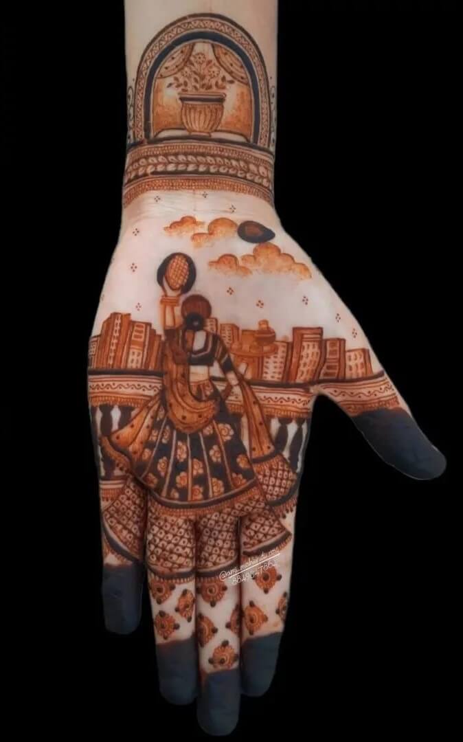 A Light-Shaded City Picture Portrait Mehndi Design