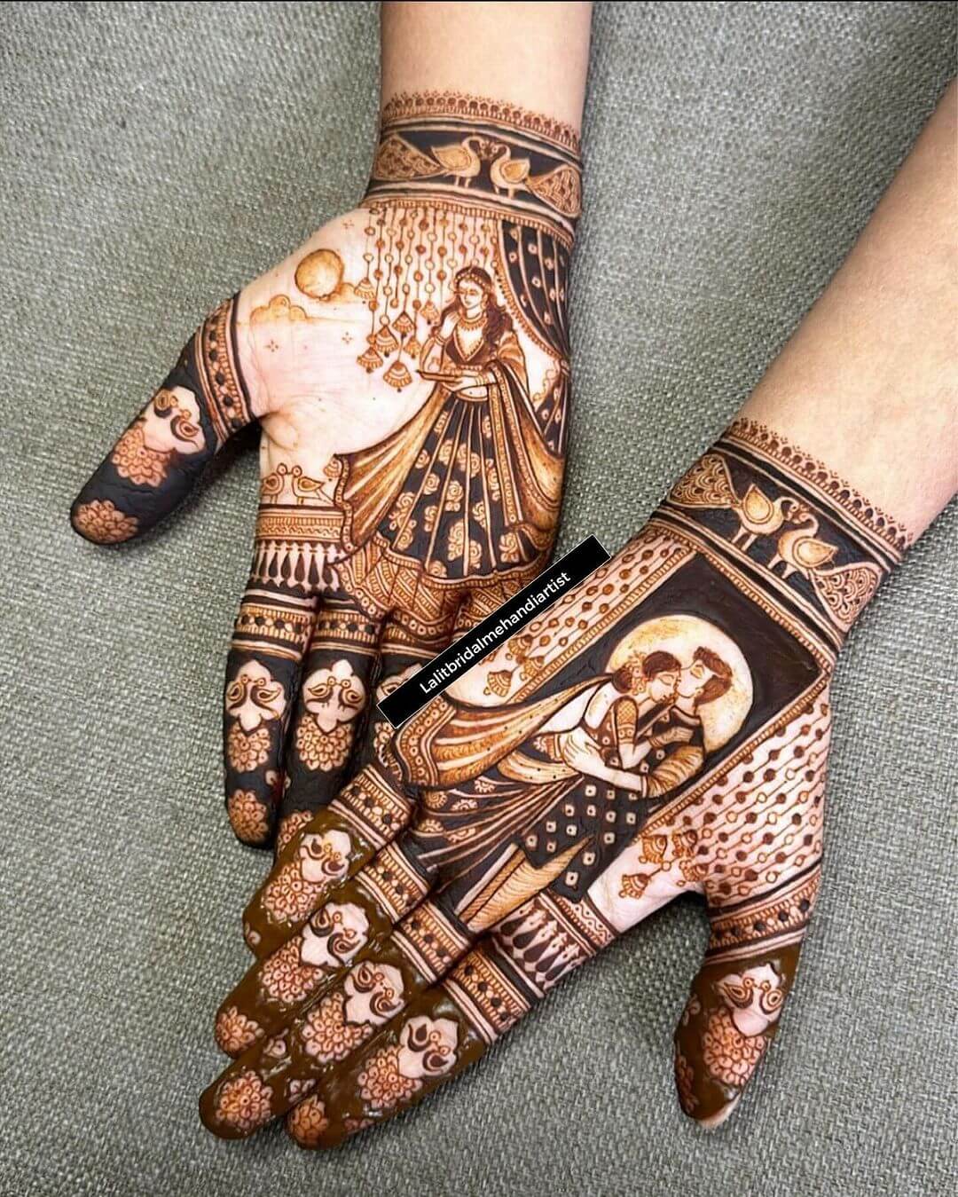 A Pair Of Swan With Portrait Mehndi Design