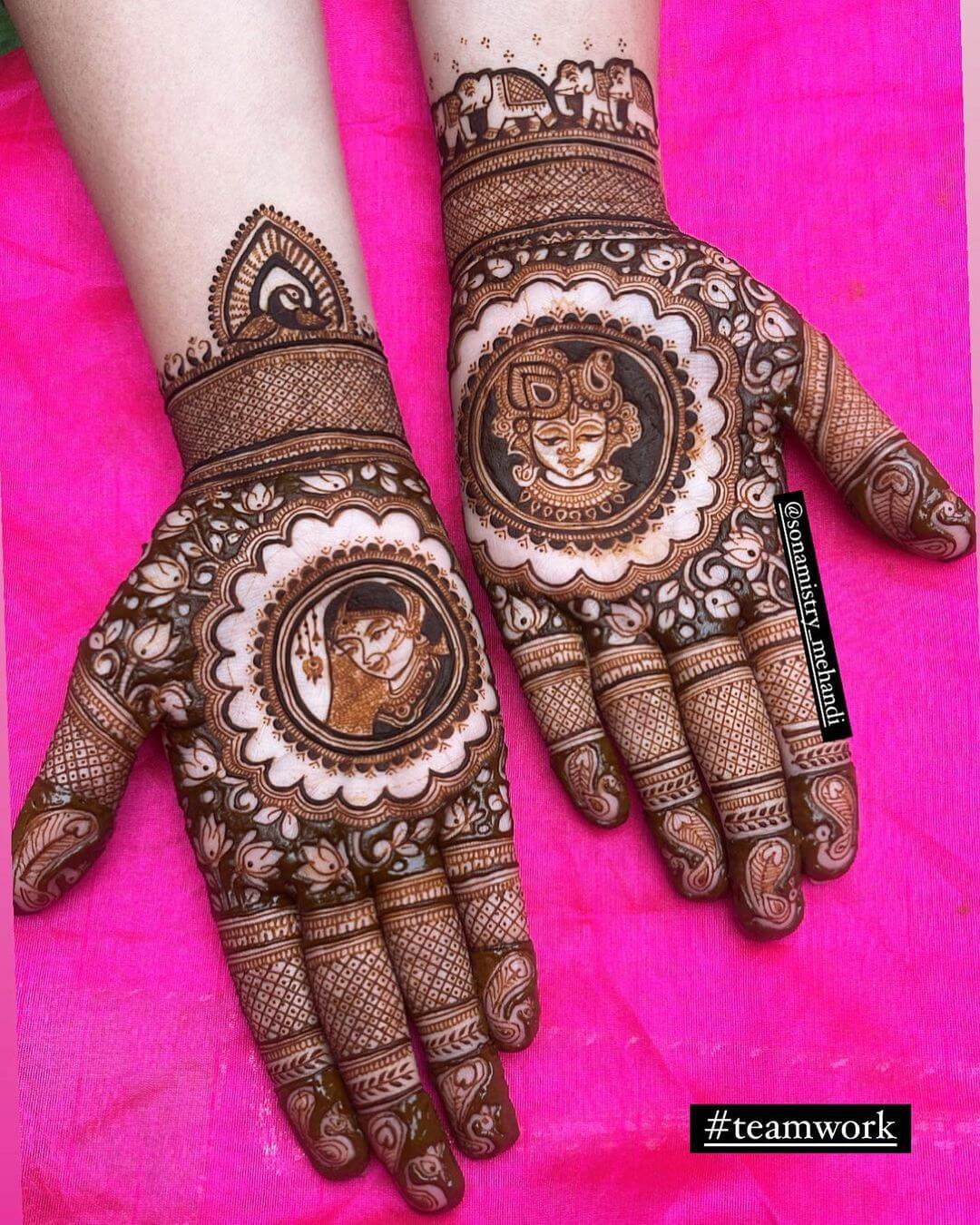 A Tiny Lotus Flowers With Mandala Style Mehndi Design