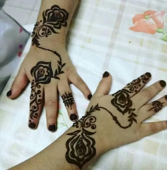 Adorable Floral Jewellery Mehndi Design For Kids